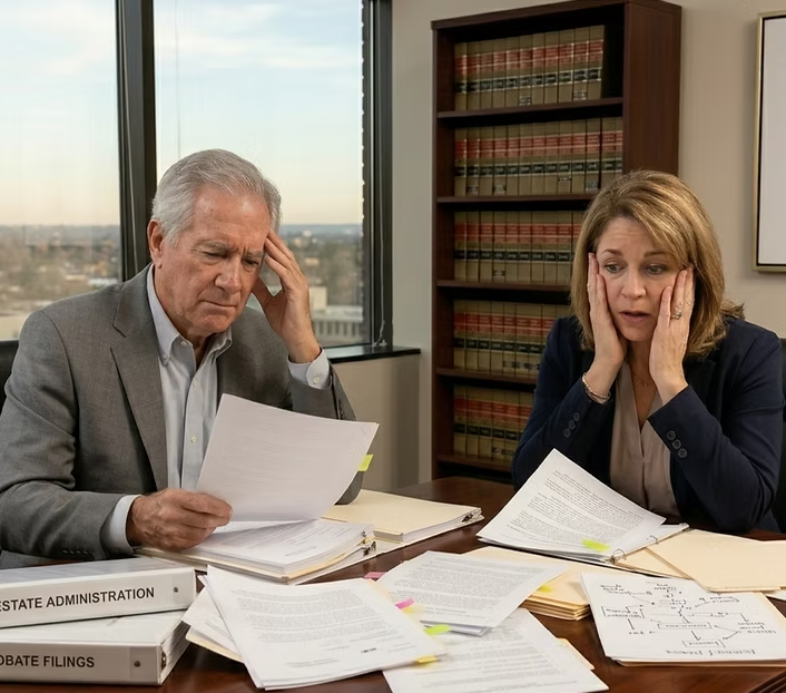 Probate court documents and gavel